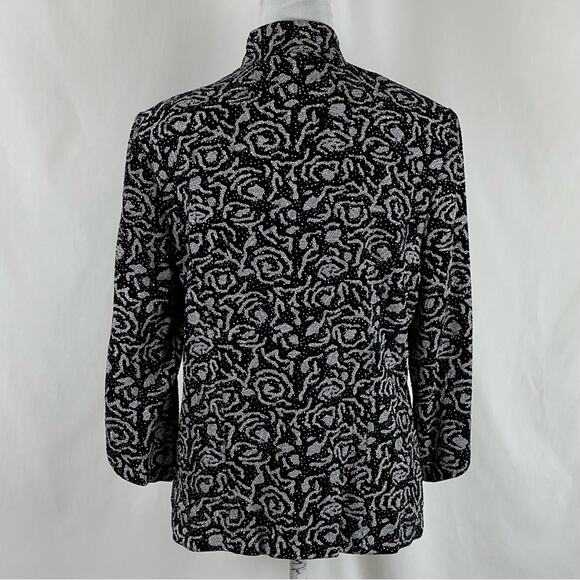 Alex Evenings Black Metallic Silver Glitter Event Glam Jacket Vintage Size L - Picture 5 of 10